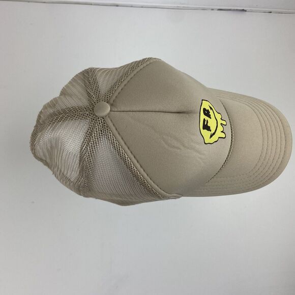 OTTO Melting Smiley Face FR Hat Mesh Snapback Foam Trucker Rope Cap Beige Yellow - Picture 5 of 9